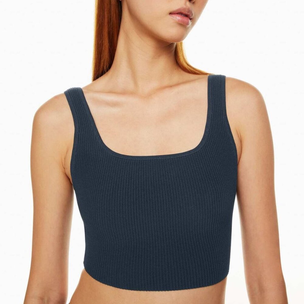 Aritzia Babaton Sculpt Knit Squareneck Cropped Tank - M - Monarch Teal